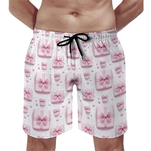 Hawaiian Shorts for Men - Pink Ribbon Box Print Quick Dry Mens